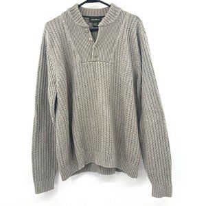 Eddie Bauer Cotton Beige Chunky Knit Sweater Quarter Button Mens Large